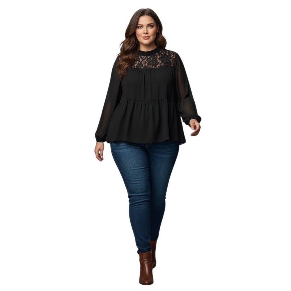 NWT Torrid Whimsigoth Dark Romantic Womens size 1X Lace Pintuck Chiffon Goth Top